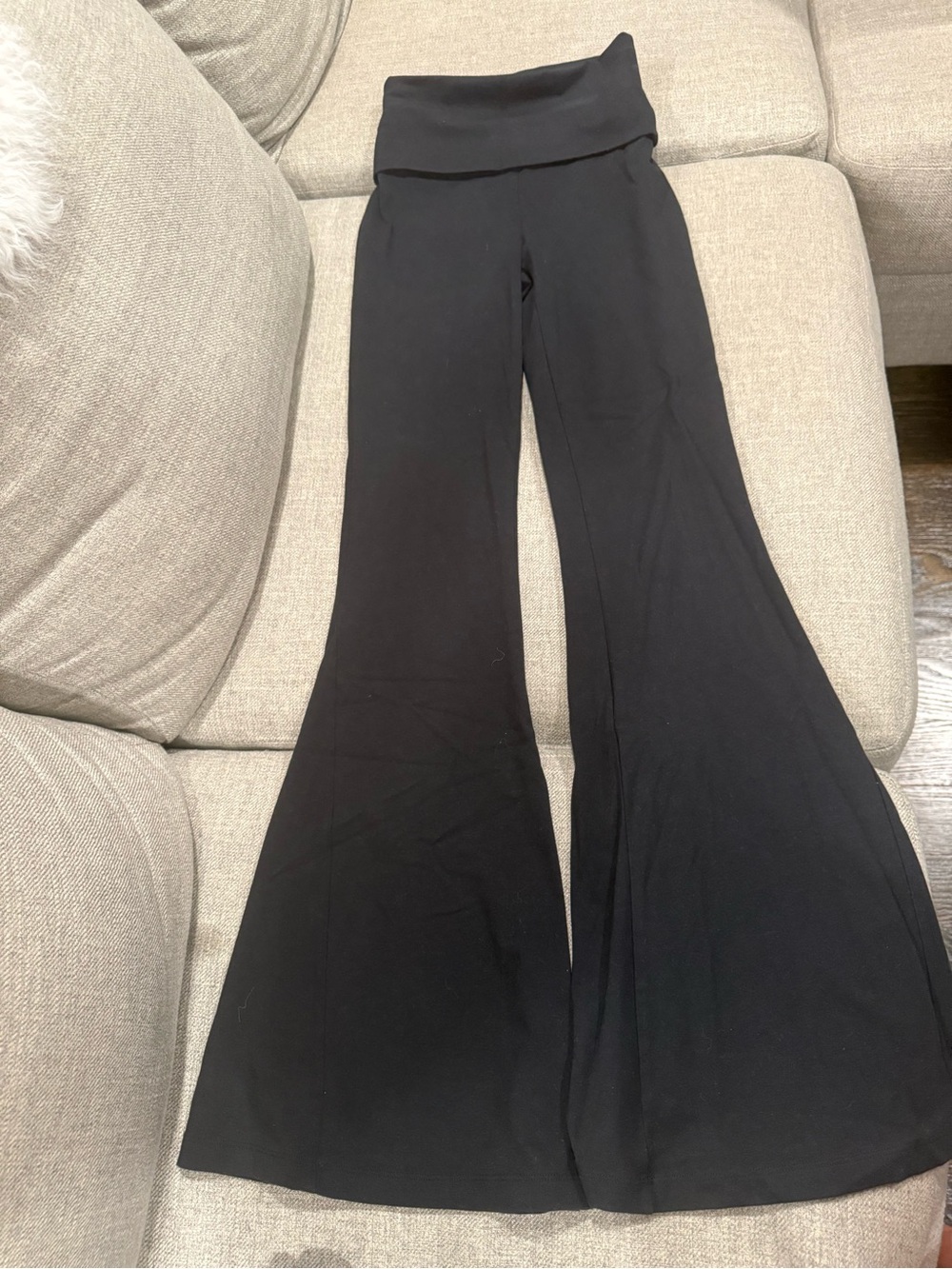 Offline by Aerie Black Boot-Cut Flare Yoga Pants with Fold-Over Waistband